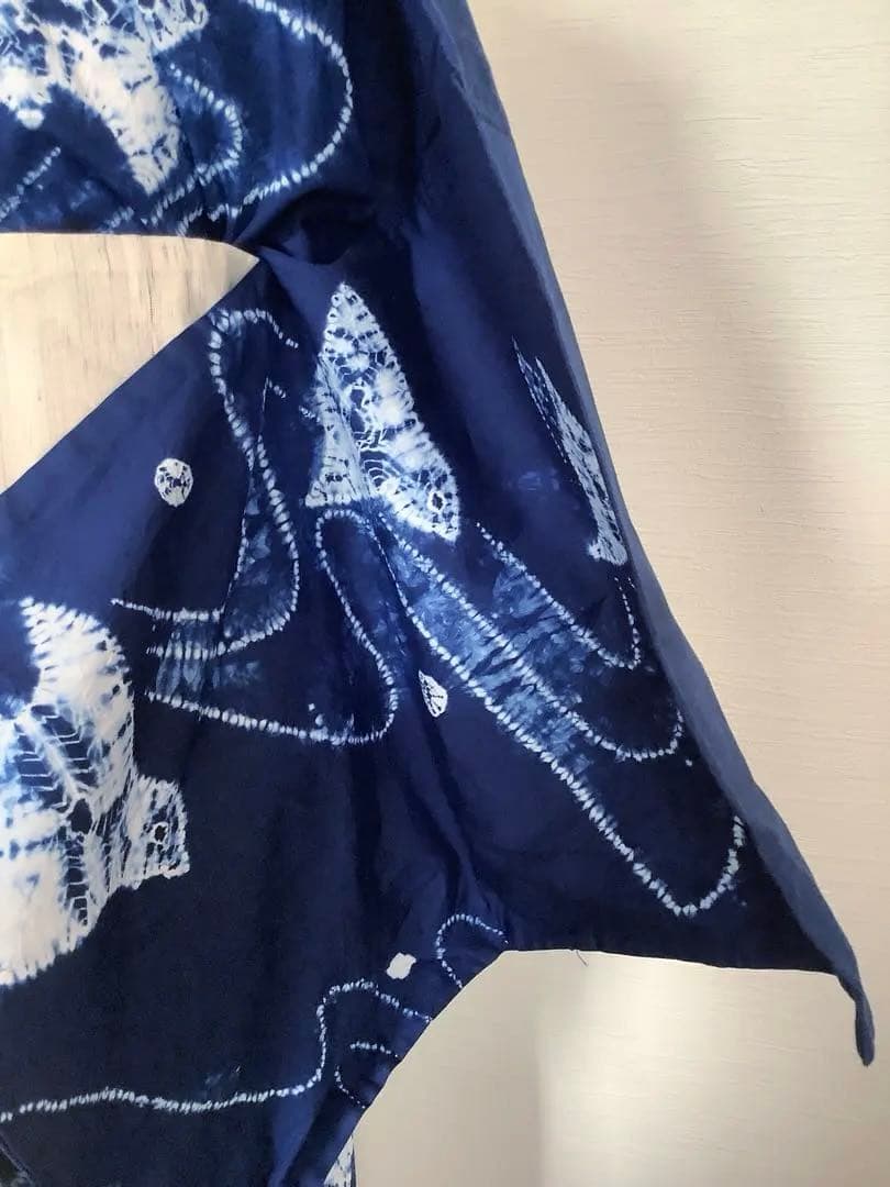 波に千鳥絞り浴衣　絵羽柄　付け下げ調