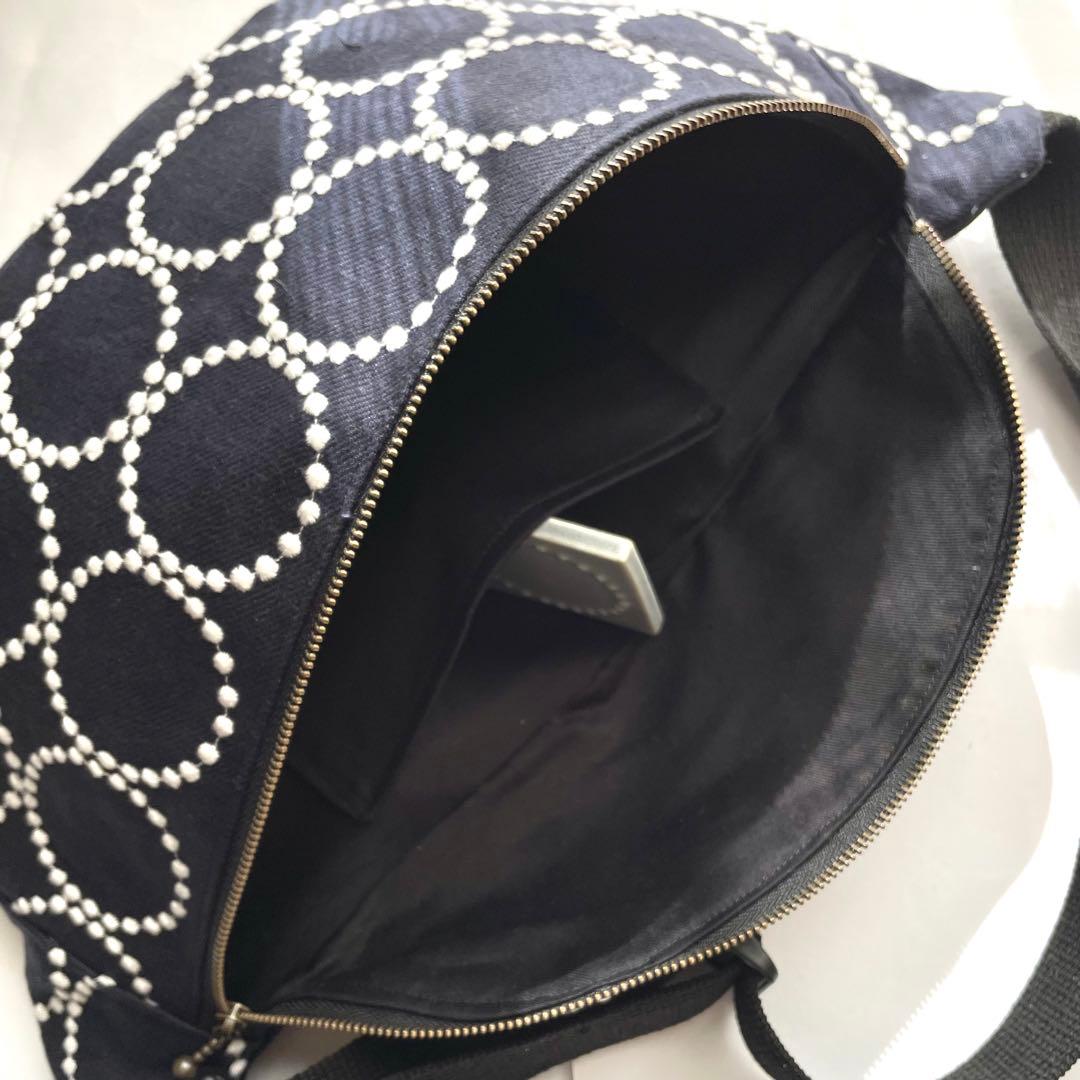 ミナペルホネン 王道タンバリンnavy ハンドメイドボディバッグ