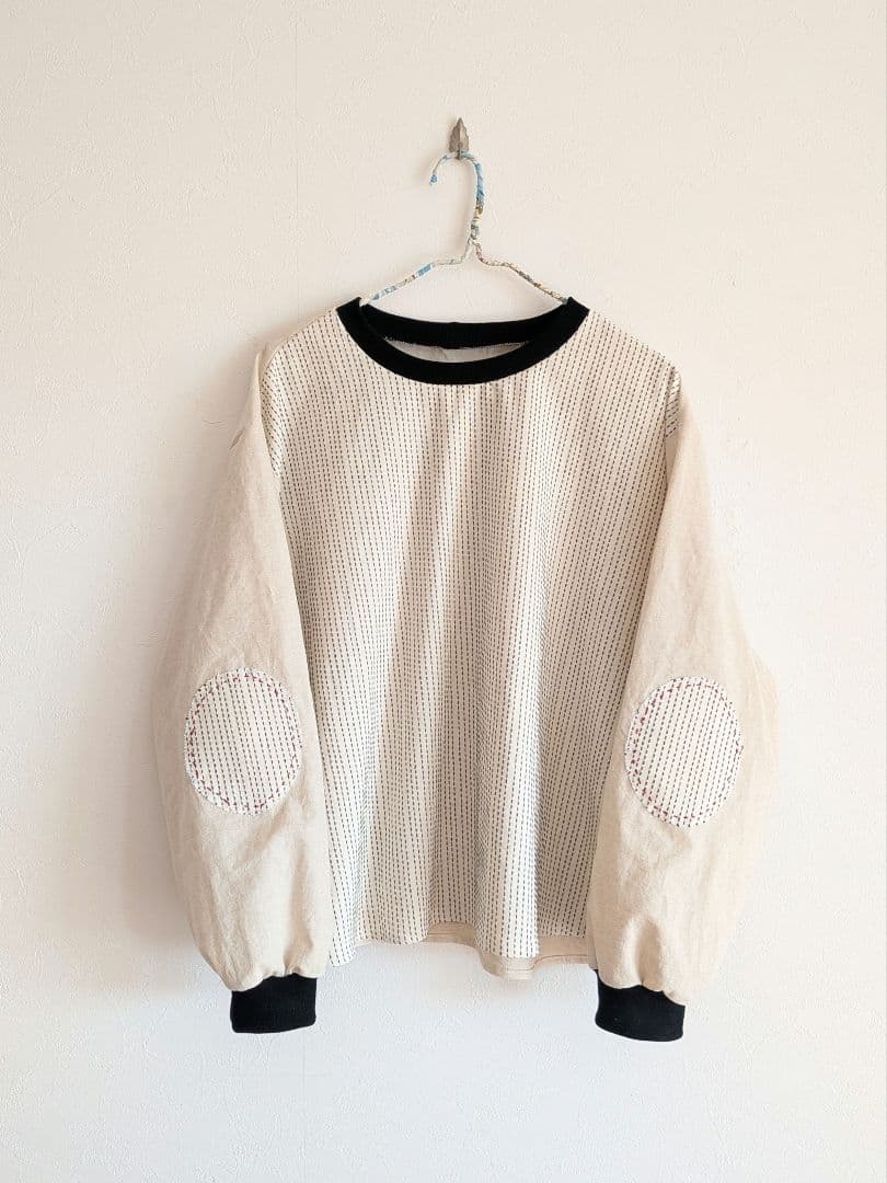 プルオーバー☆刺し子織り生地　ハンドメイド
