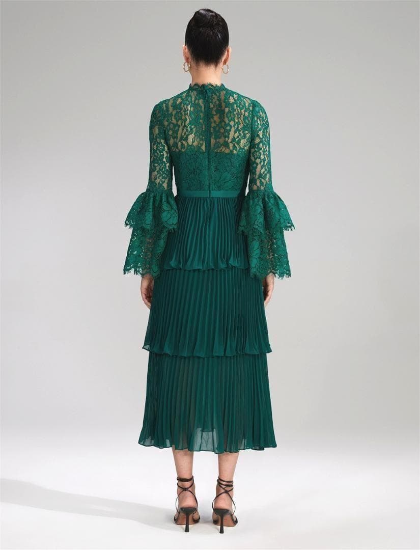 桃*子様 セルフポートレイト ティアード ワンピース プリーツ レース UK8