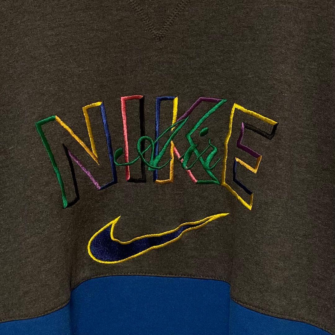 822【人気Lサイズ】ナイキ♤刺繍ビッグロゴ　90s 銀タグ　スウェット即完売品