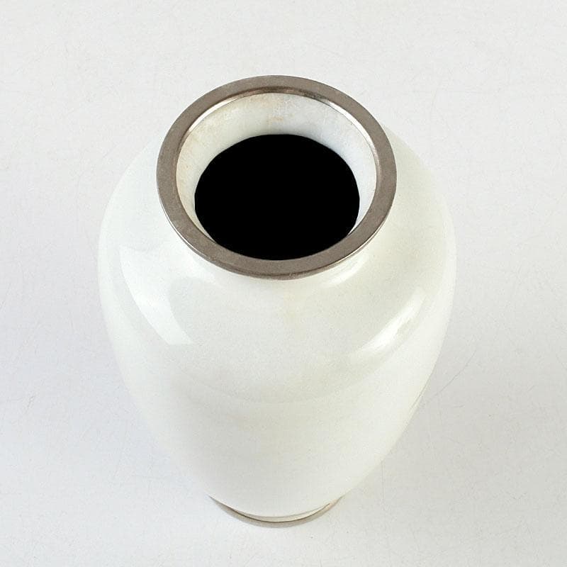 七宝焼　白地竹文　花瓶　時代箱　V　9506