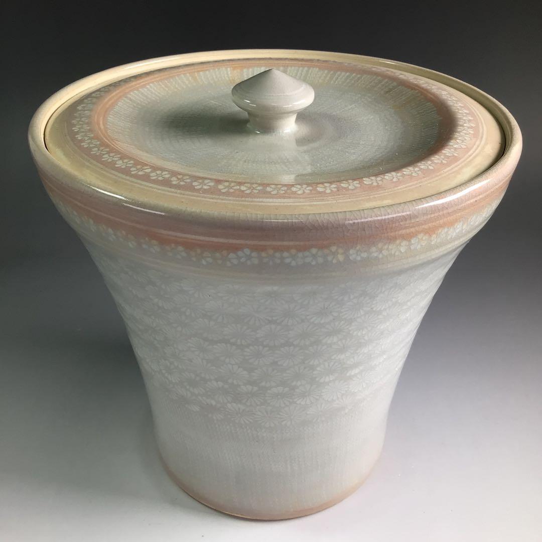 Ｐ８０４　水指　『平安　開山造』『礼賓手三嶋』『末広水指』　共箱　茶道具