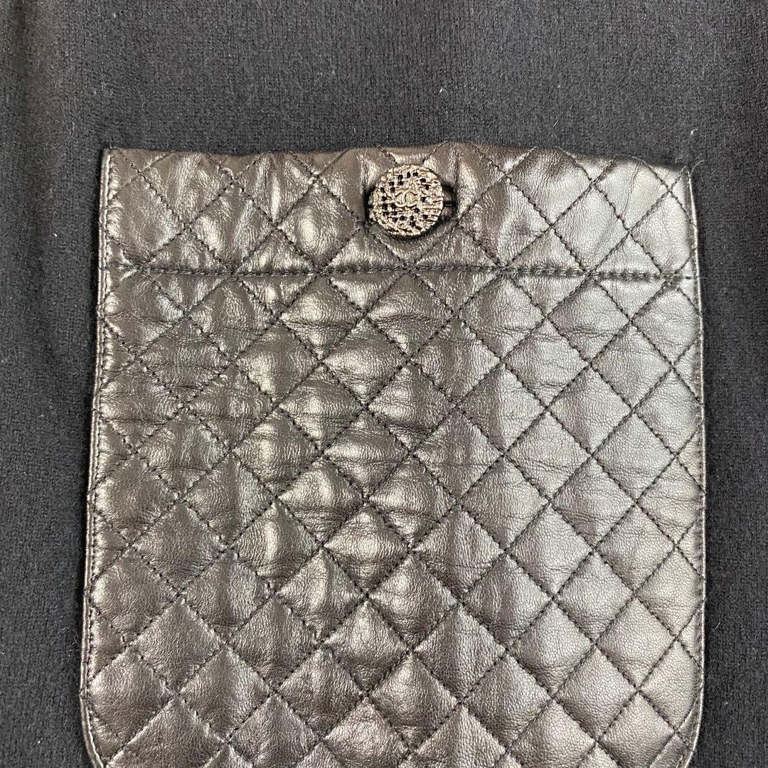 シャネル　長袖　ニットワンピース　黒　キルティング　XL相当　40サイズ