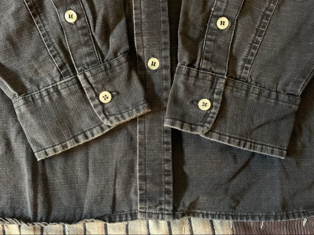 90s old stussy vtg リップストップ シャツ ブラック フェード