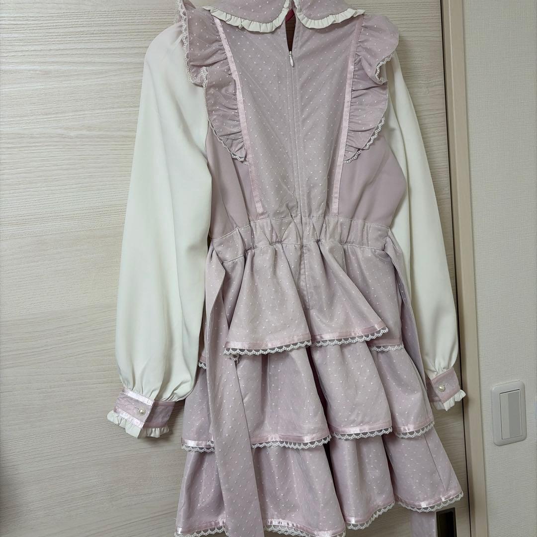 ね*♡様 Honey Cinnamon リボン付きドットチュールワンピース ピン