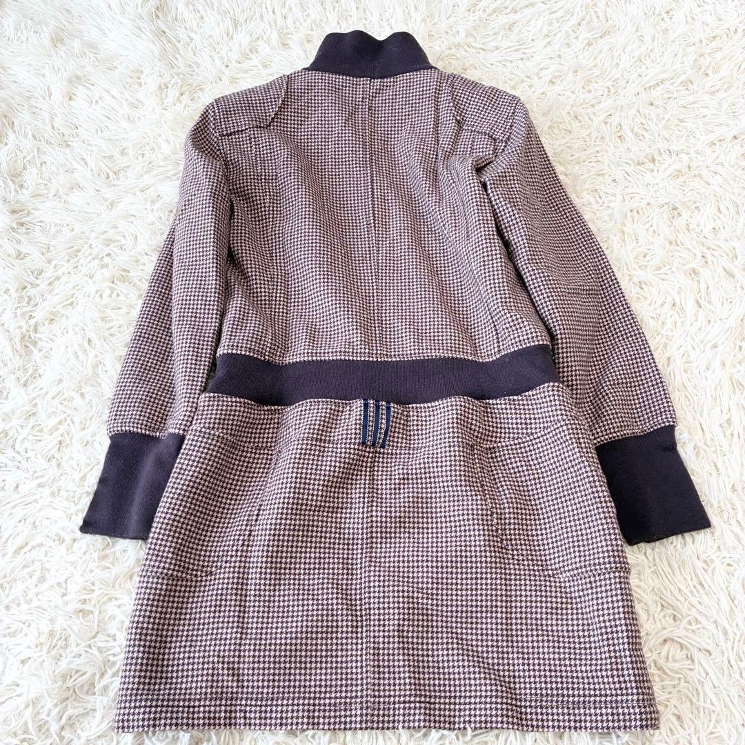 アディダスゴルフ 千鳥柄 ジップアップ ワンピース M ウール