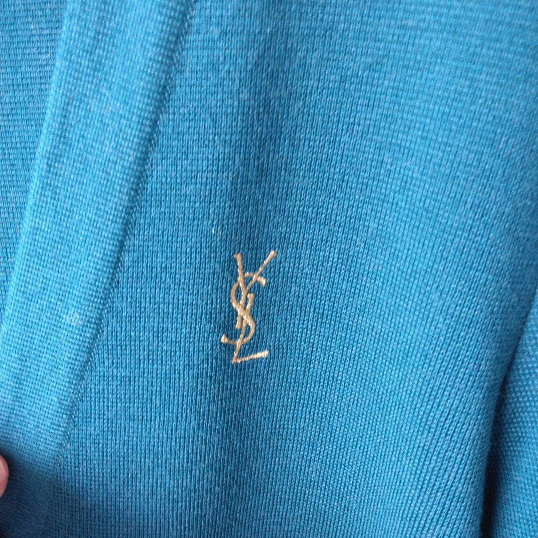 イヴ・サンローラン カーデガン ロゴ刺繍 金ボタン ヴィンテージ グリーン