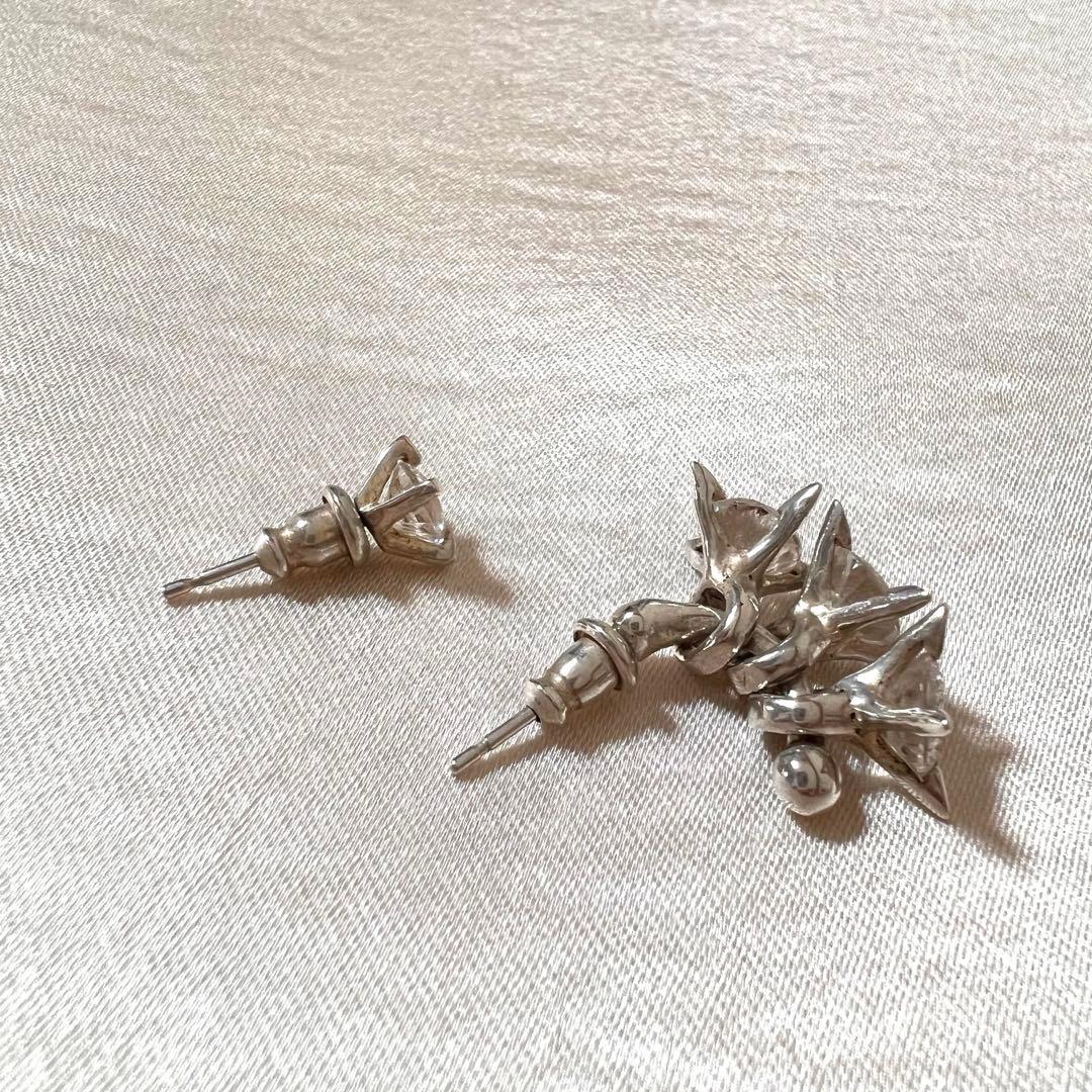 e.m. 片耳用ピアス 2点セット シルバー925 ジルコニア