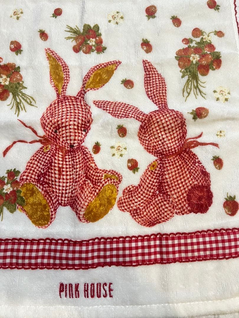 PINK HOUSE ギンガムうさぎウォッシュタオル