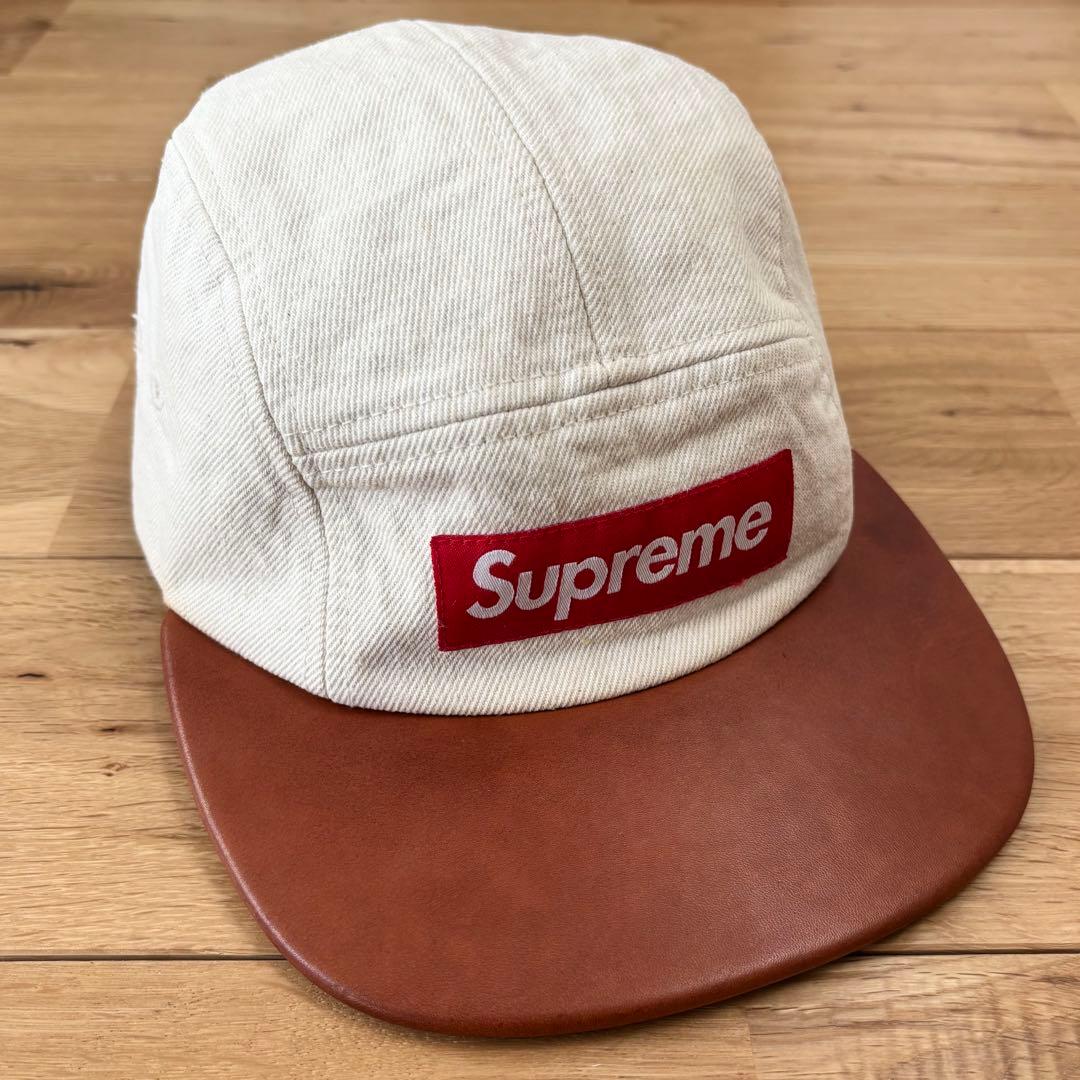 Supreme Denim Leather Visor Camp Cap レザー