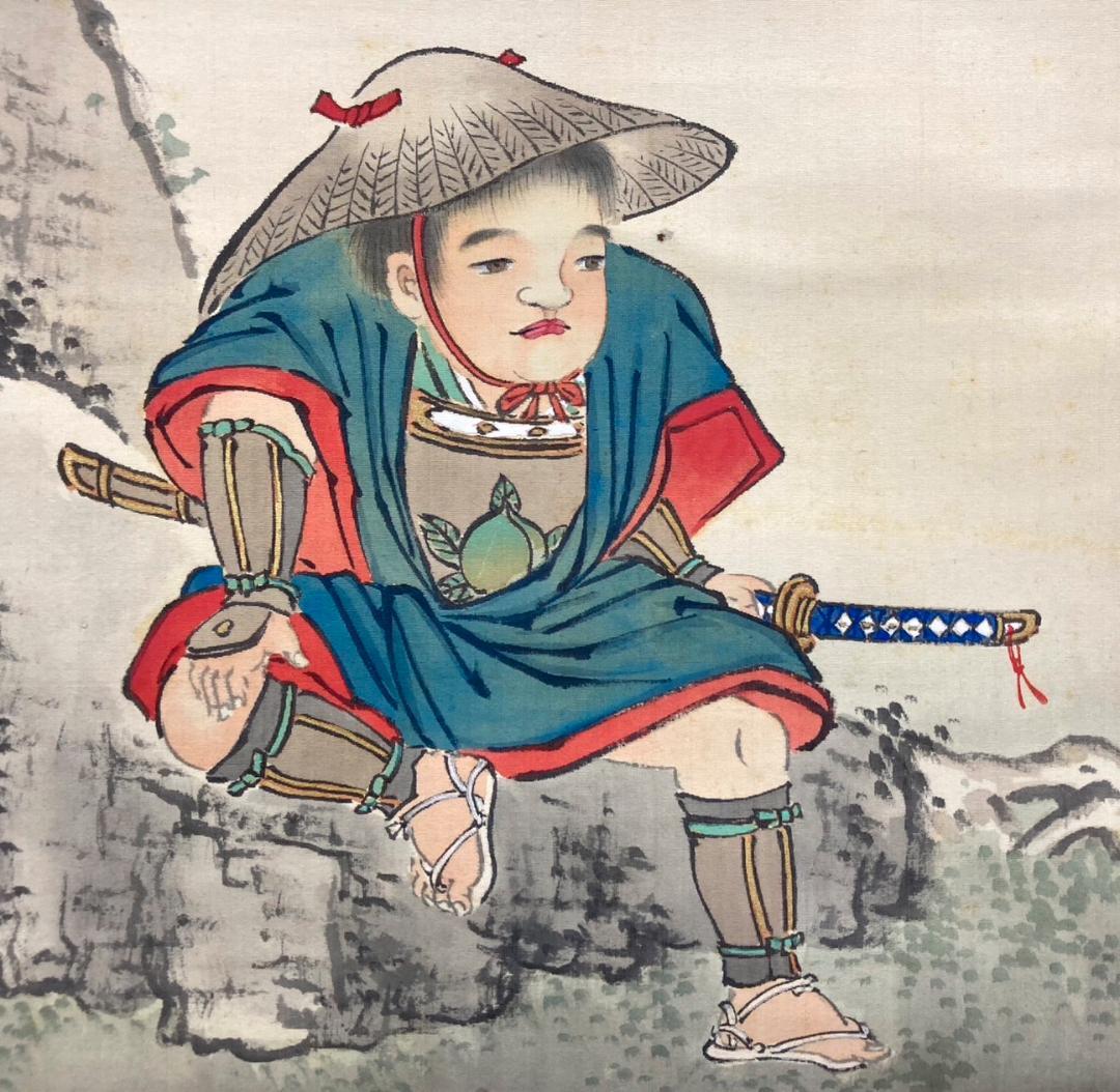 池田桂仙「桃太郎」掛軸 絹本 共箱／池田雲樵の息子