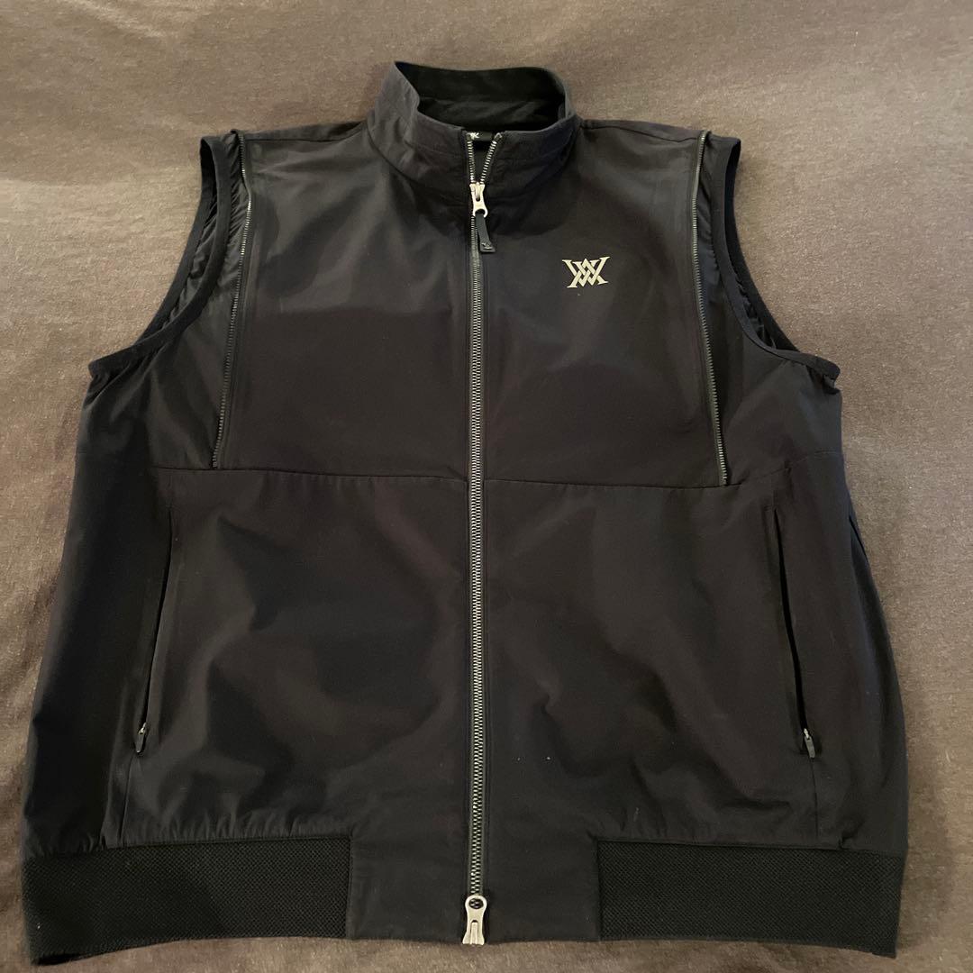 【我流片手】ANEW GOLF ブラックメンズジャケット袖取り外し可能