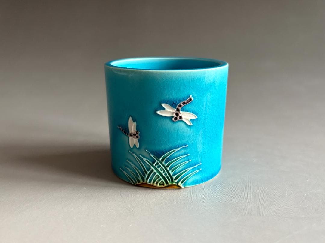 中村翠嵐　浅黄交趾蜻蛉　蓋置　茶道具