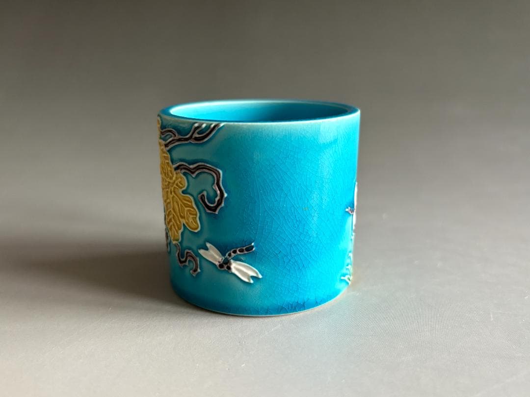 中村翠嵐　浅黄交趾蜻蛉　蓋置　茶道具