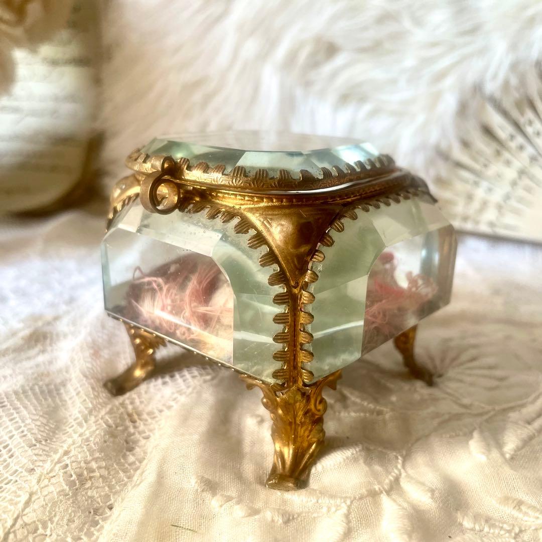 ベベルガラスジュエリーボックスS アクセサリーケース　フランスアンティーク