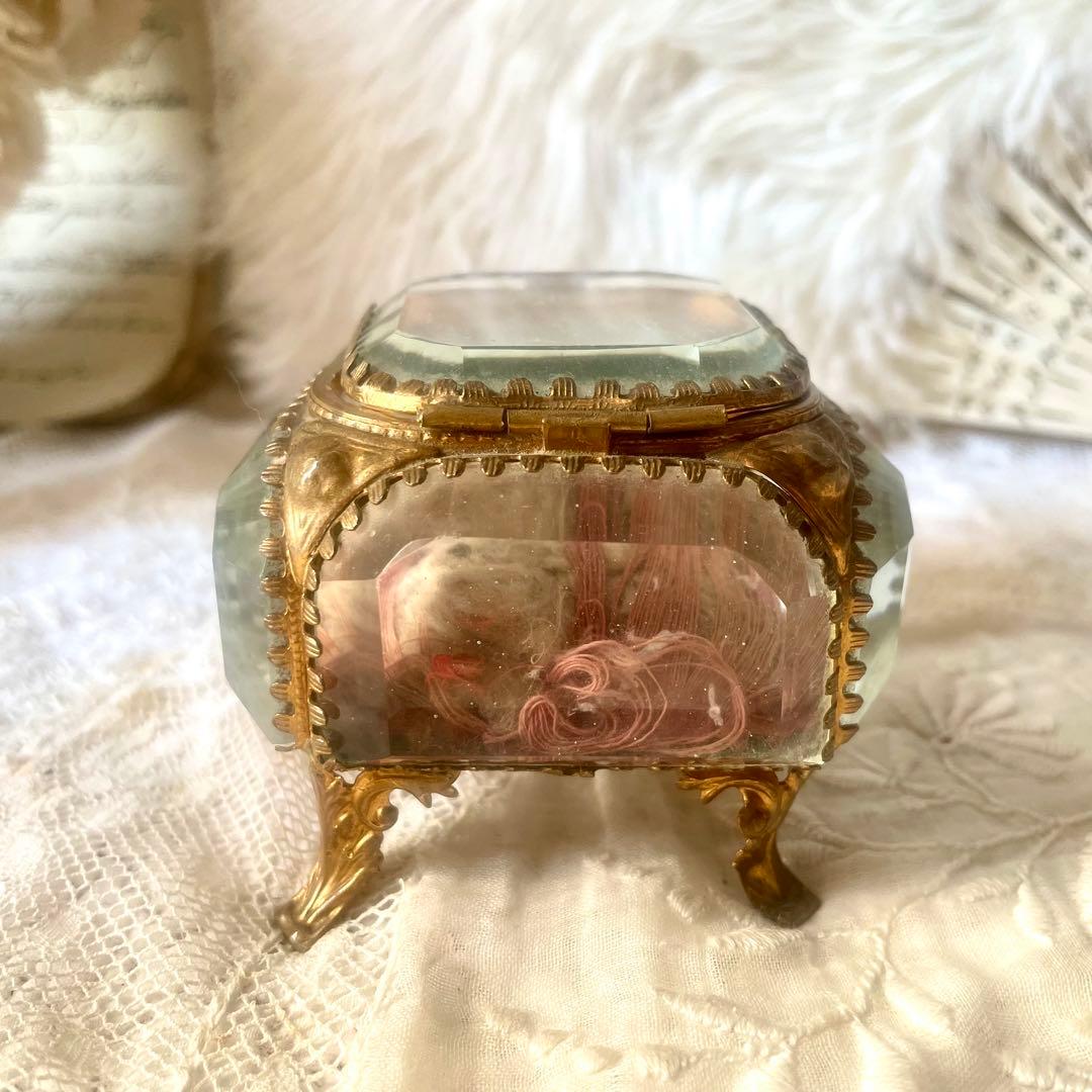 ベベルガラスジュエリーボックスS アクセサリーケース　フランスアンティーク