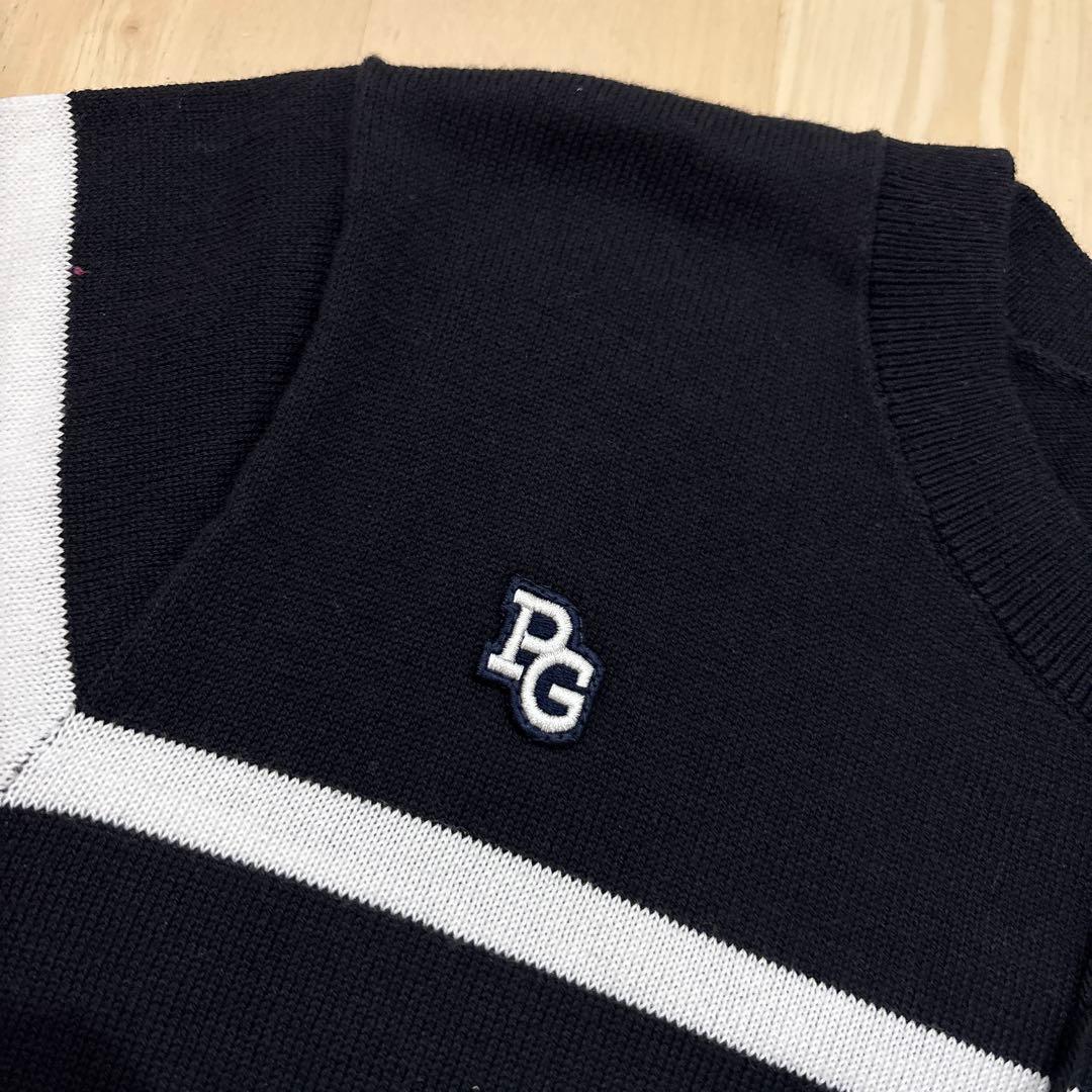 パーリーゲイツ☆新品 配色ボーダーコットンクルーネックニット