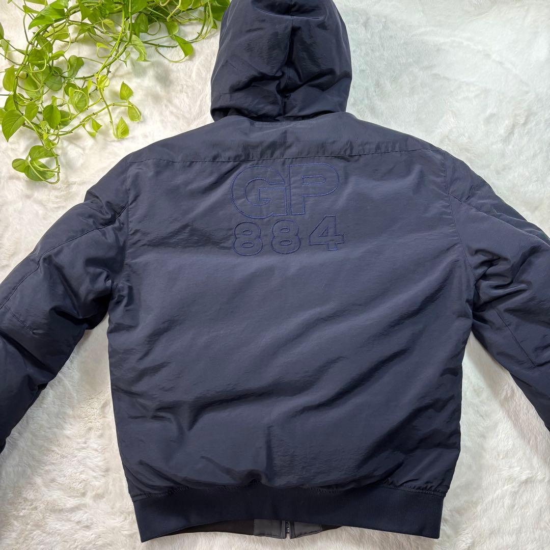 PAPAS パパス ダウン リバーシブル ロゴ刺繍 美品 肉厚 短丈 Lsize