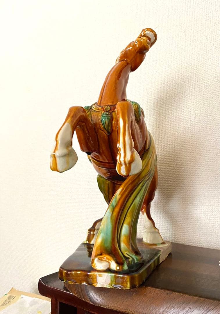 唐三彩千里馬 彫塑像