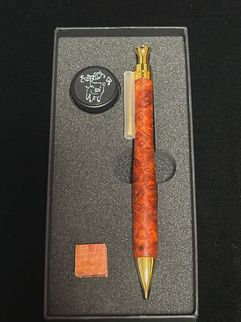 こぶた工房シャープペンシル 極上花梨瘤 ゴールド金具0.5mm