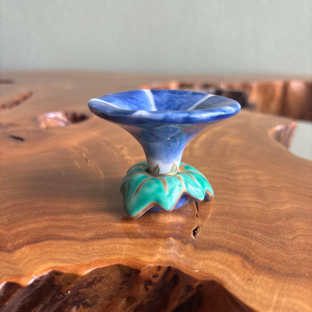 色絵 朝顔蓋置 平安 高野昭阿弥 茶道具 共箱