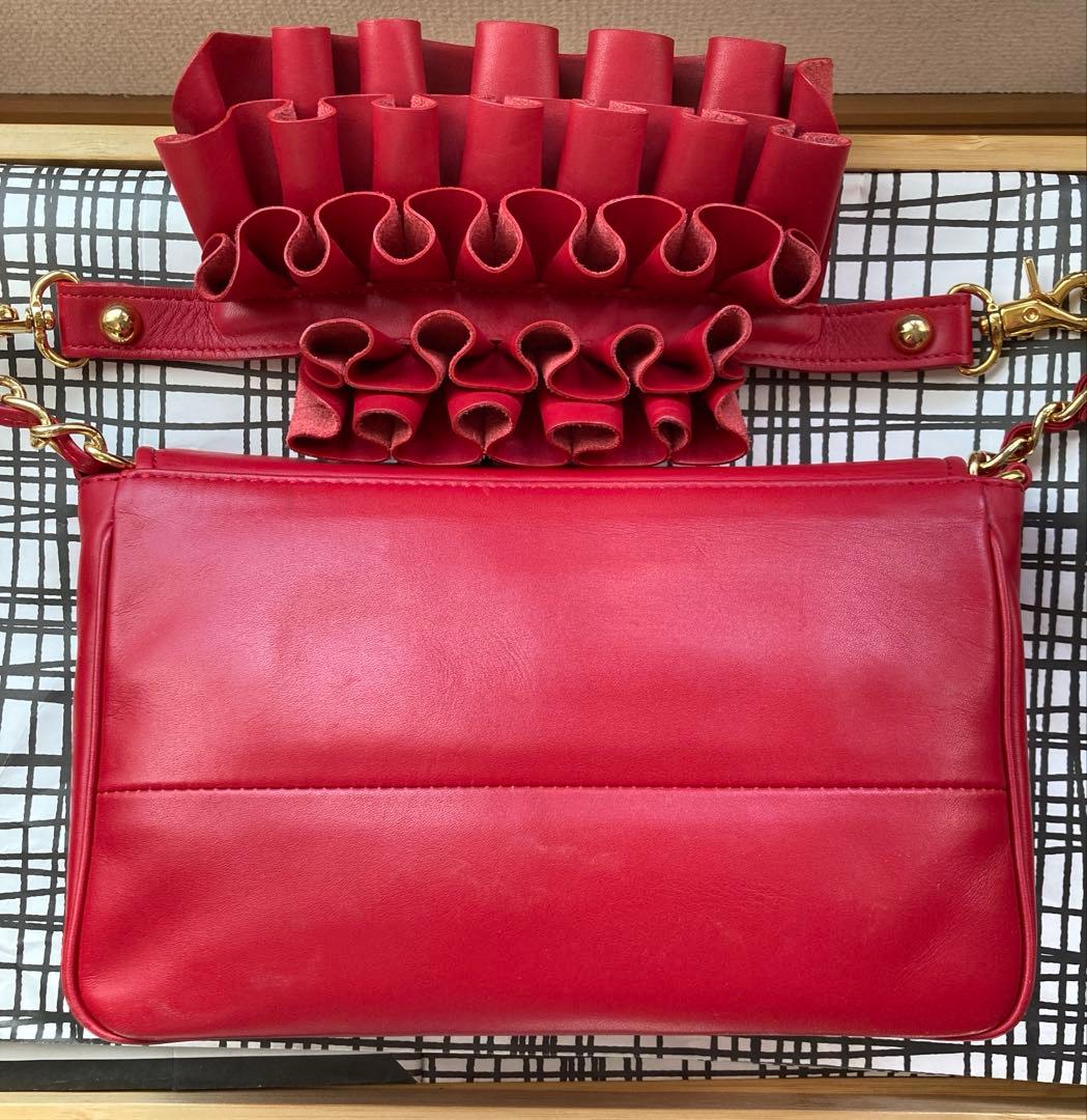 トルトアーゴ　3way フリル　バッグ　ポシェット　ショルダー　赤