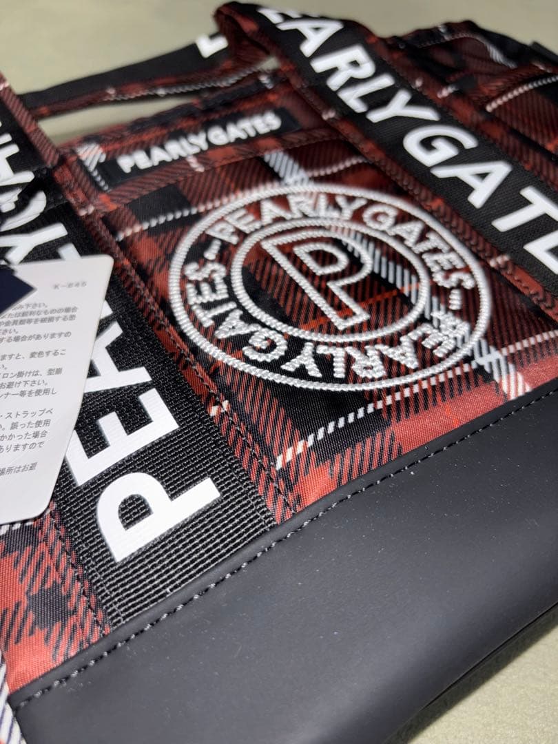 （新品）パーリーゲイツ、マルチチェック柄シリーズ、カートバッグ、ラウンドバッグ