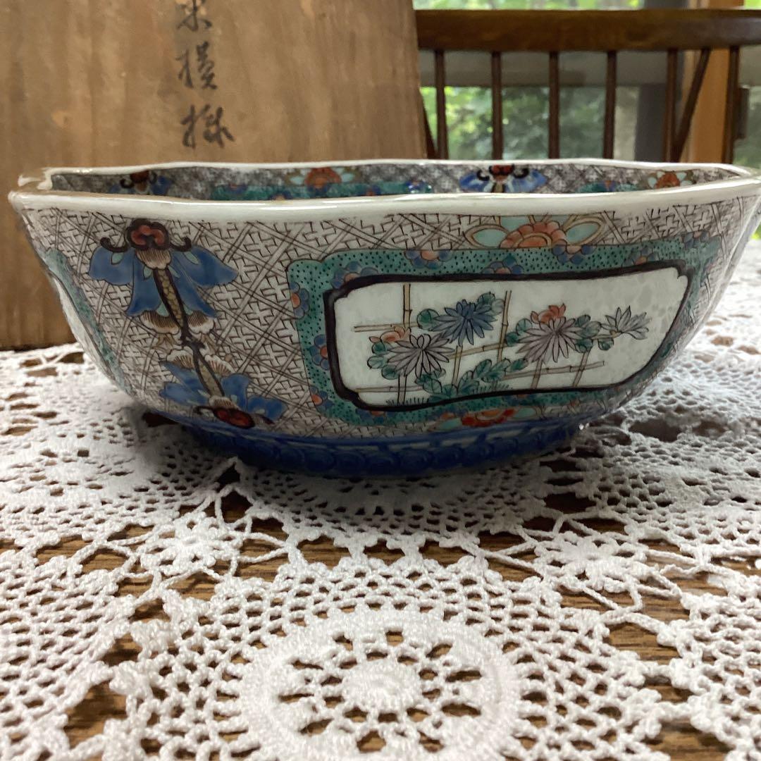 k18 菱形菱柄鉢　　木箱　年代物