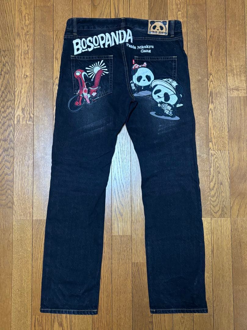 専用出品‼️ パンディエスタ　デニム　34 和柄　刺繍　暴走パンダ　単車　バイク