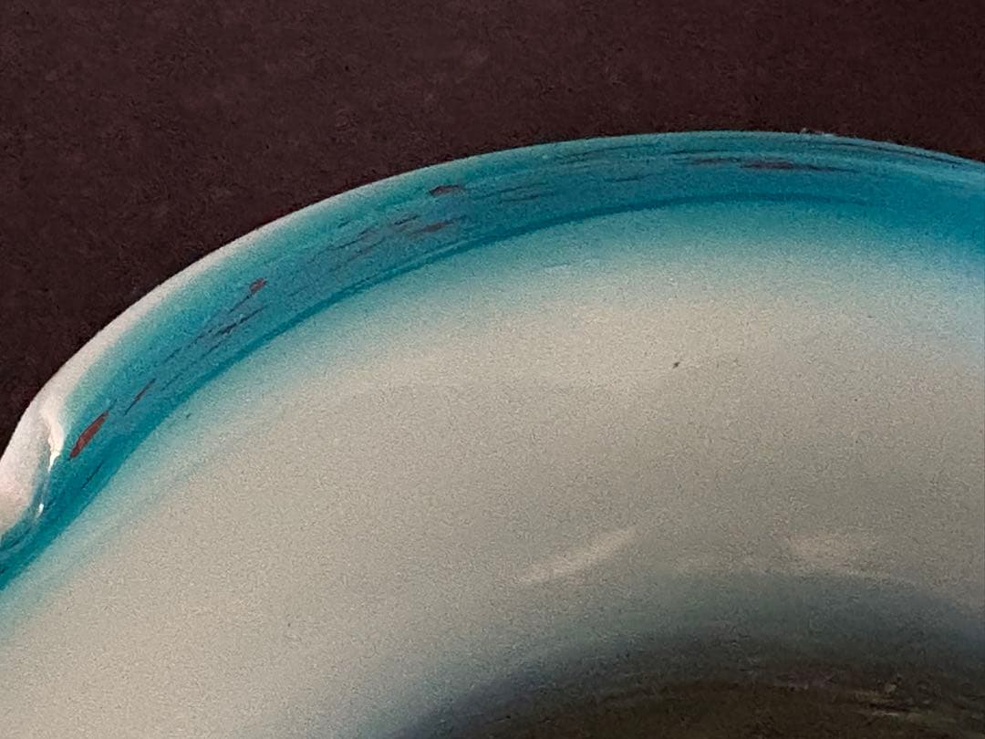 和ガラス　大正ガラス　青色× 乳白色　氷カップ　ウランガラス　ぽっくり厚みあり