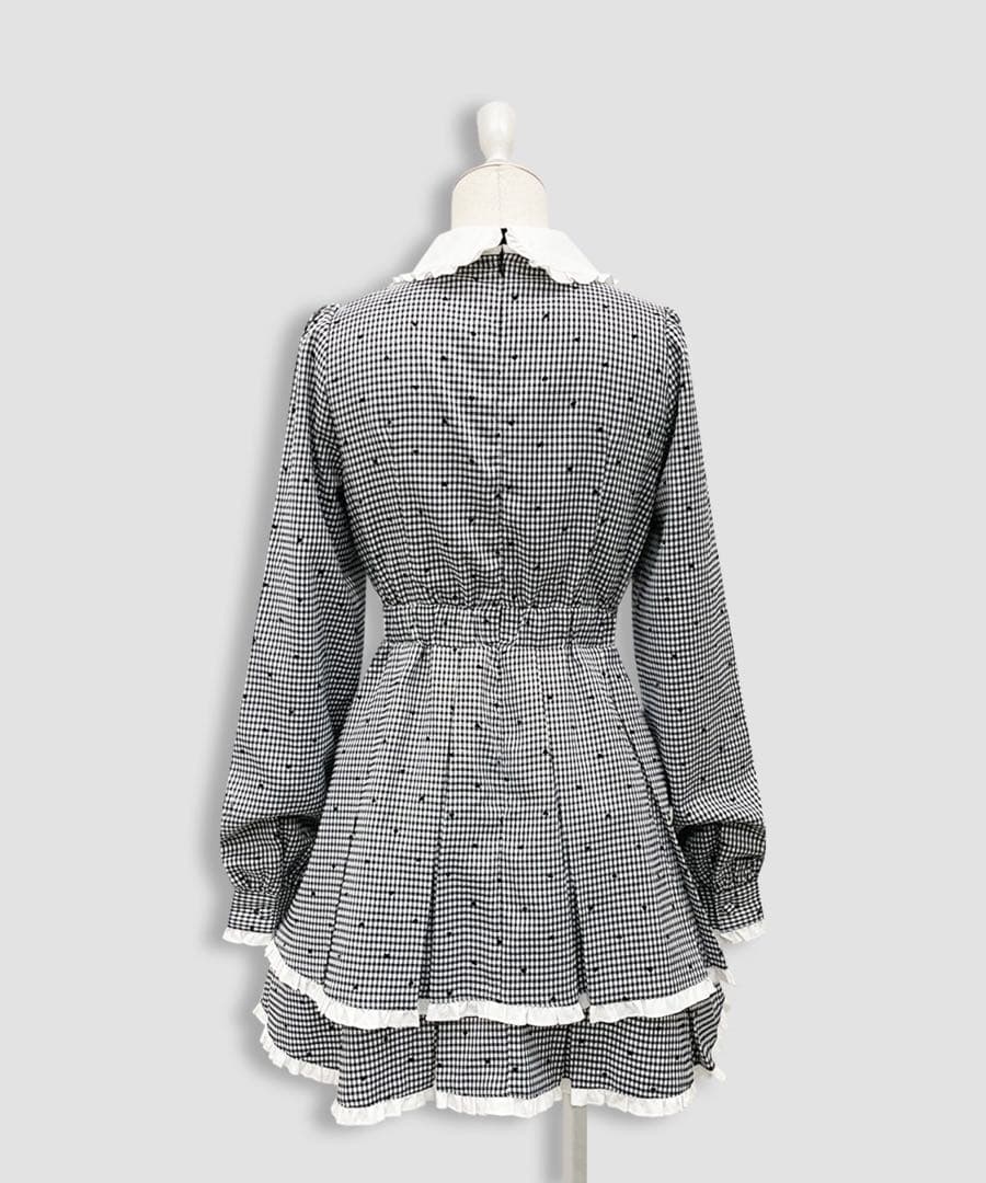 【Honey Cinnamon ハニシナ 】 ベロアリボン配色ヨークワンピース