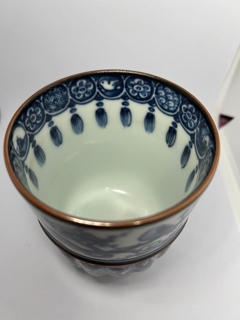 【共箱有り】清水焼　加藤利昌 祥瑞写 蓋付湯呑　全高14センチ