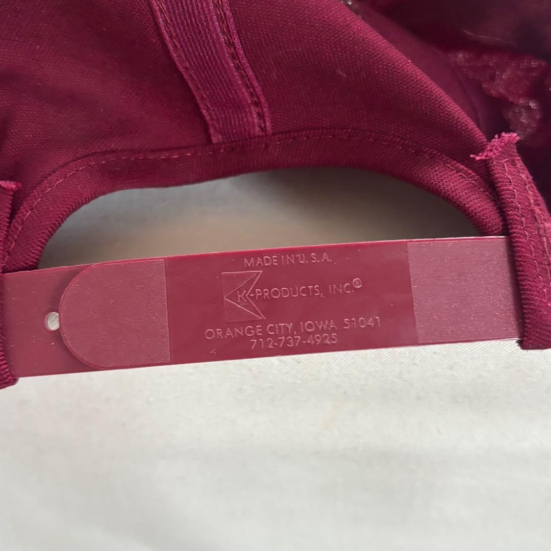 デッドストック K-PRODUCTS キャップ USA製 マルーン 帽子 刺繍