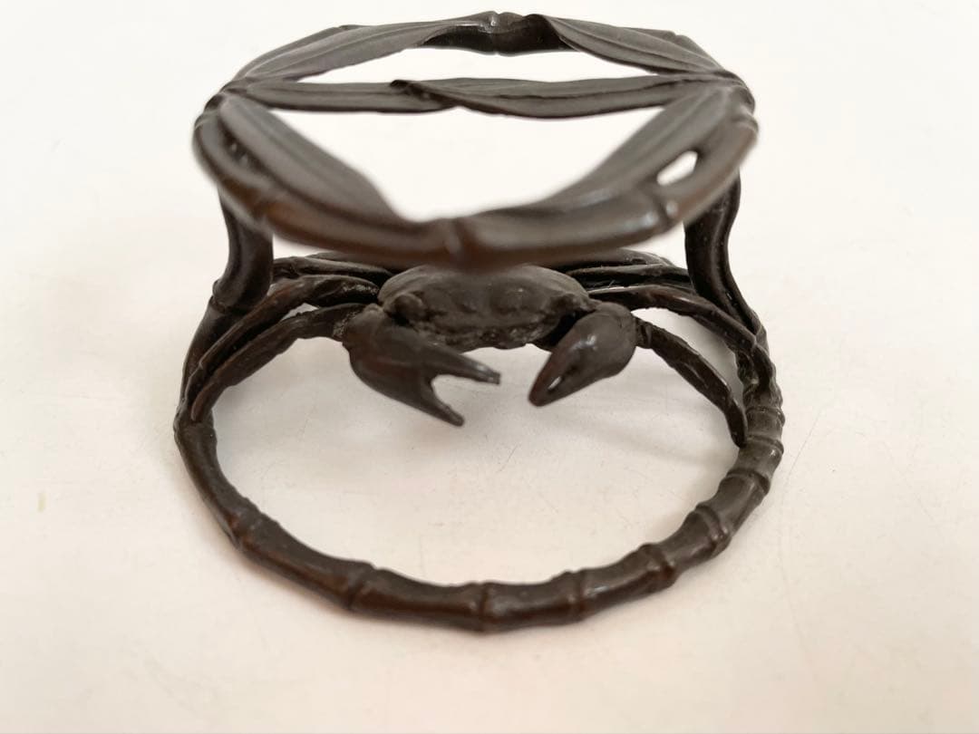 鋳師　吉田和正　唐金蓋置　笹蟹　蓋置　茶道具　共箱