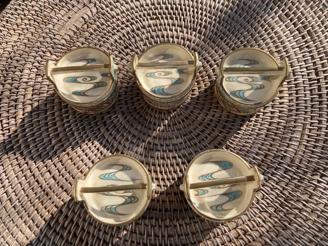 京都　アンティーク　素敵なやきもの　陶器　持ち手付き　小鉢5個セット