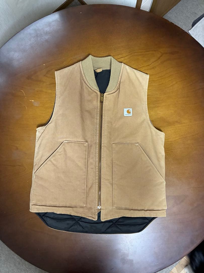 90's USA製Carhartt カーハート ダック ベスト 腰ゴム　星マーク
