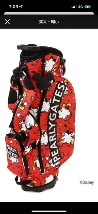 新品未使用PEARLY GATESキャディバッグ限定ミッキー赤パーリーゲイツ