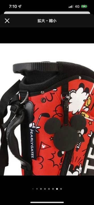 新品未使用PEARLY GATESキャディバッグ限定ミッキー赤パーリーゲイツ