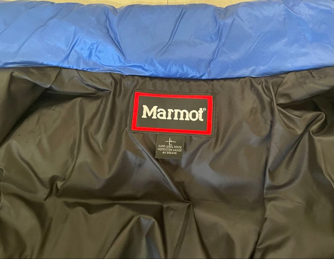 美品　marmot ジーンズファクトリー別注ダウンジャケット　Lサイズ　ブルー