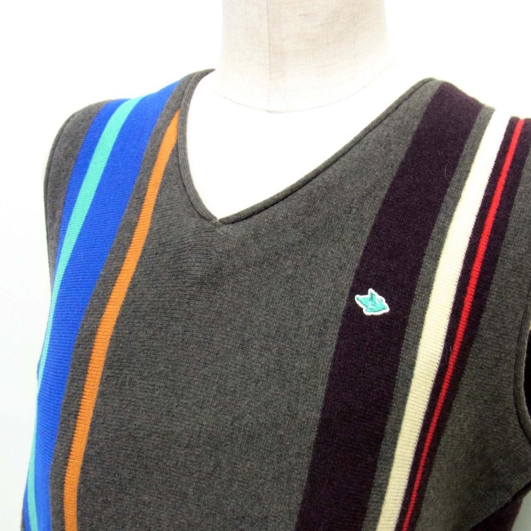 パーリーゲイツ　Vネック　ニット ベスト　ロゴ刺繍　2　レディース L　ゴルフ