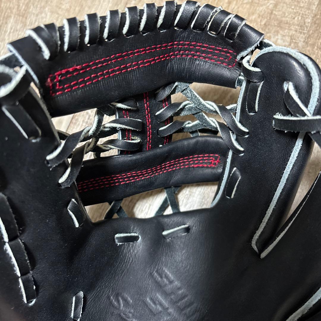 シャイニングスター硬式野球用レザーグローブ 黒赤