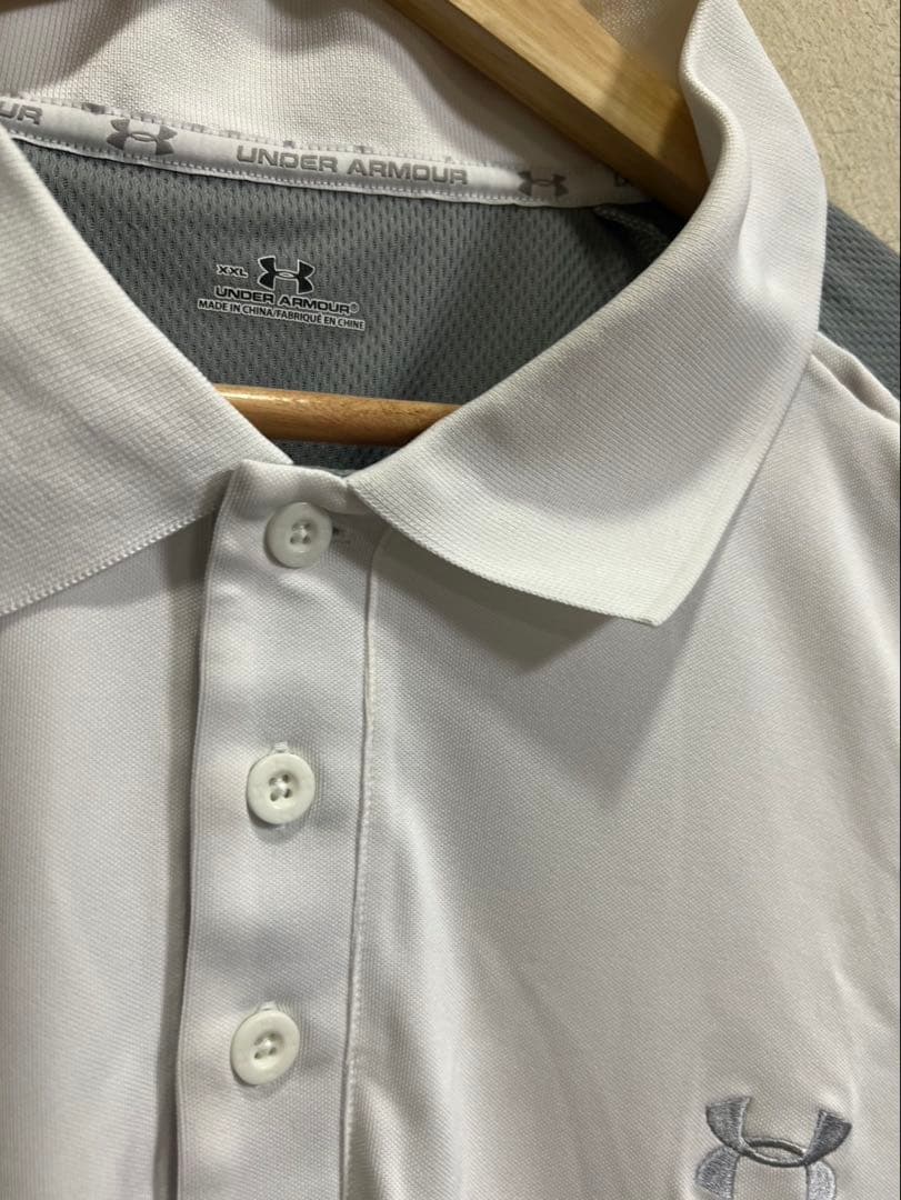 【大きいサイズ】 UNDER ARMOUR ホワイト ポロシャツ（半袖）