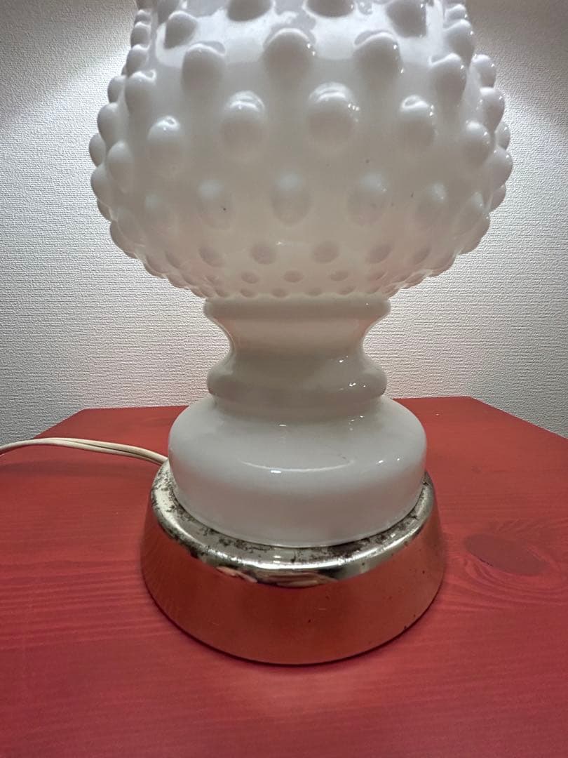 フェントン ホブネイル風 ミルクガラス ランプ　ライト fire king