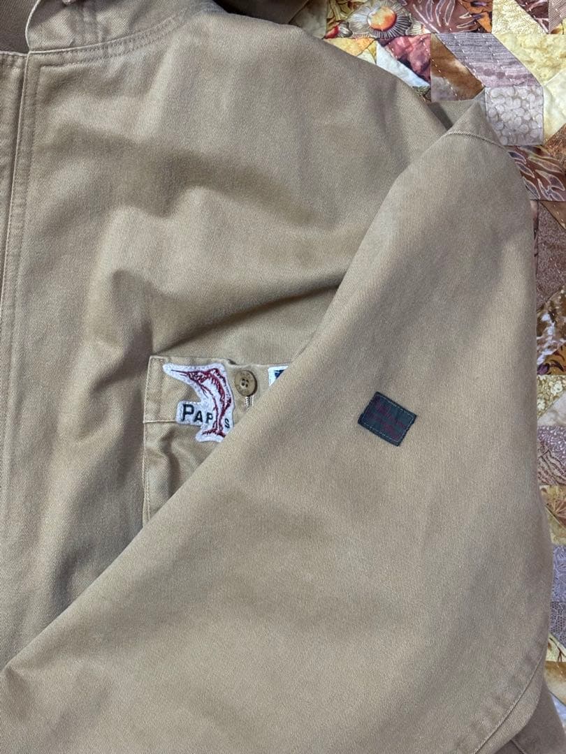 Papas ベージュ モッズコート フード付き　ミリタリージャケット