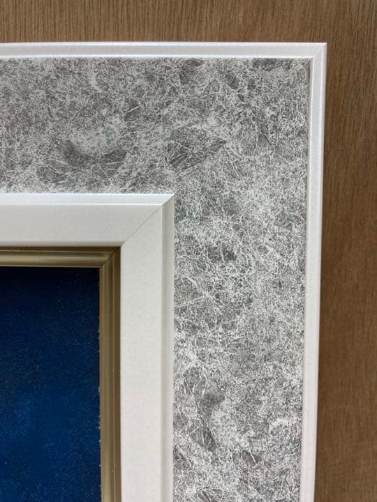 油絵F6  白胡蝶蘭  (板に油絵) 表面アクリル板付き  額グレー