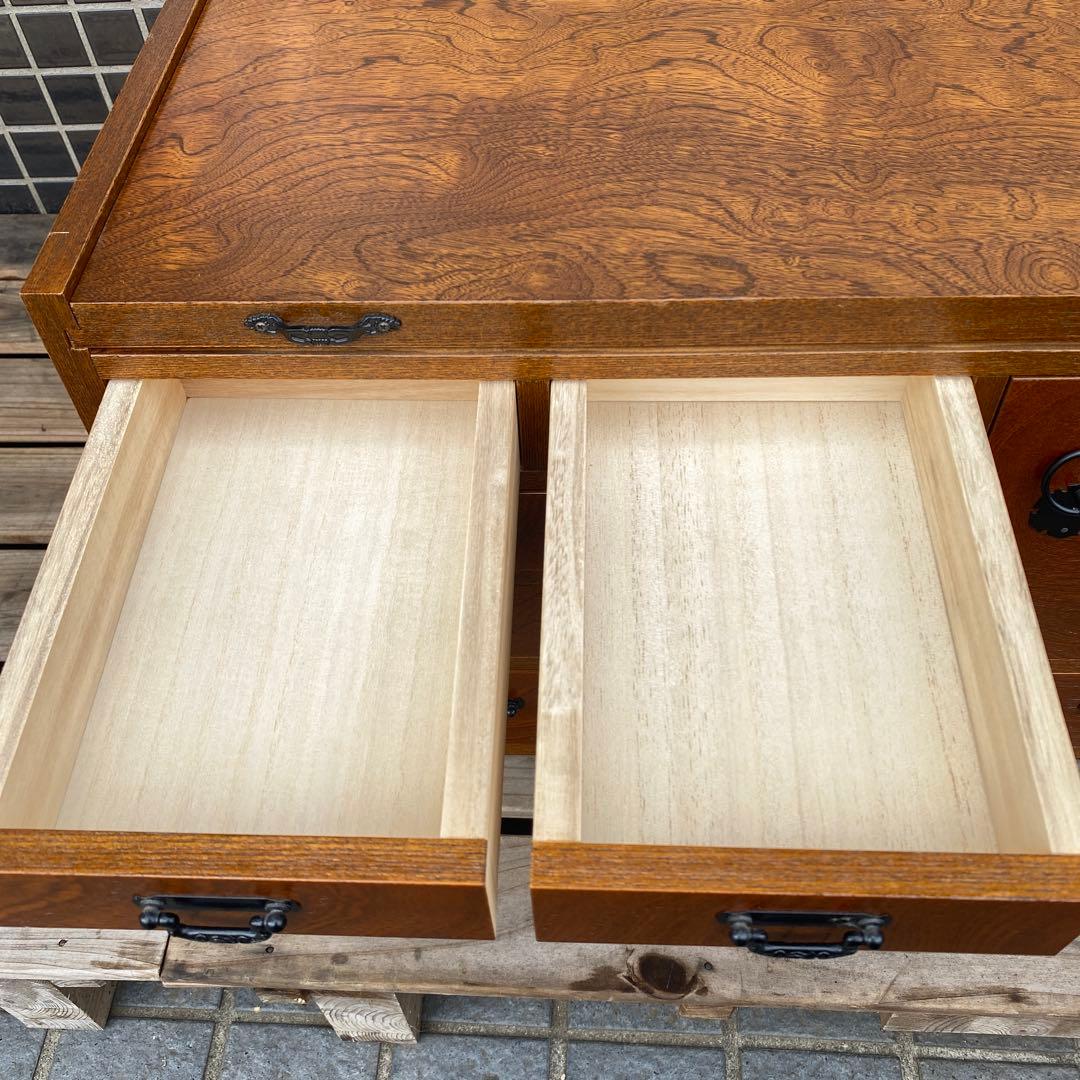 美品 レトロ けやき小袖机 文机 小引き出し 家具 木製箪笥 インテリア
