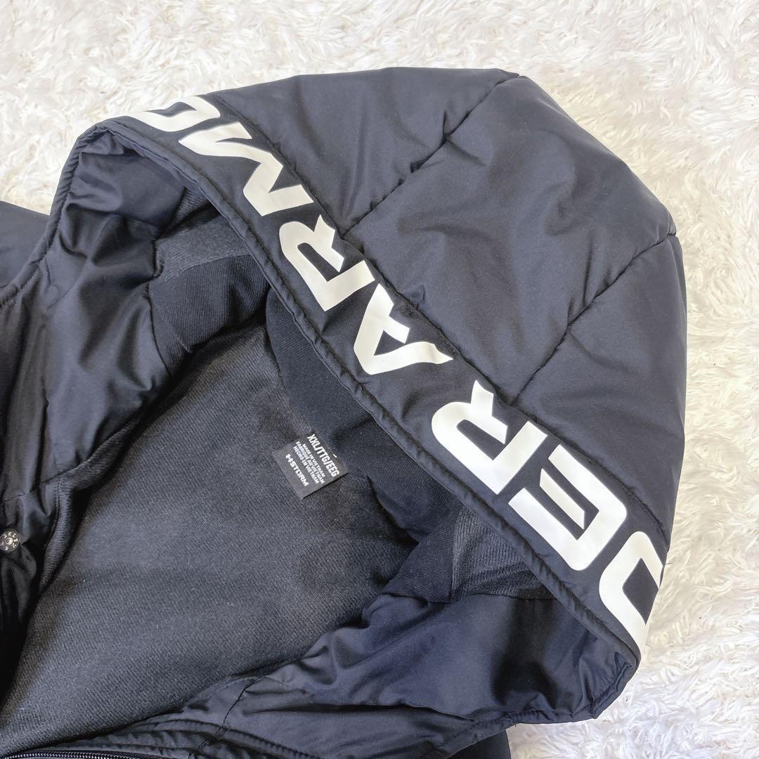 アンダーアーマー ベンチコート STORM 袖ロゴ 撥水 フードロゴ 黒 XXL