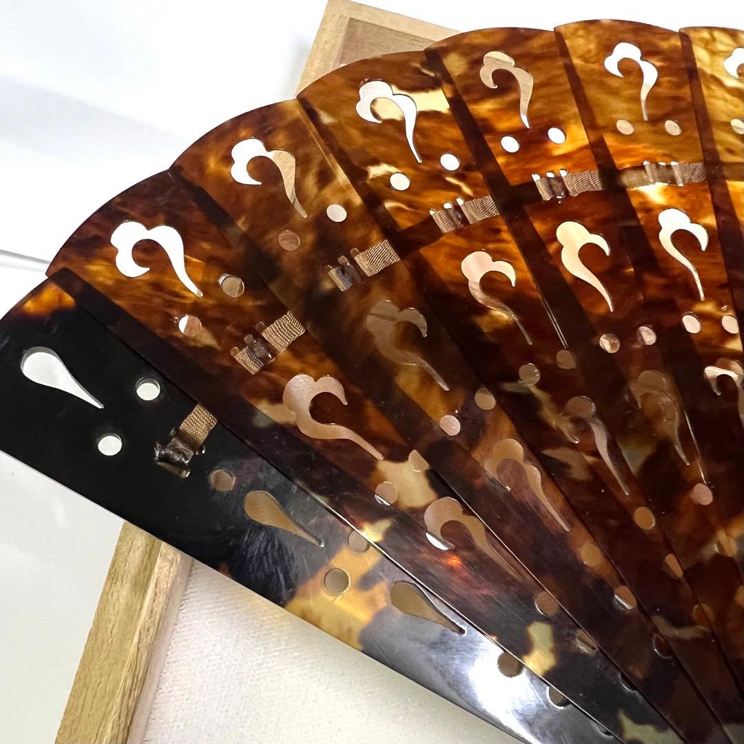 美品 鼈甲 ベッコウ べっ甲 扇子 センス せんす