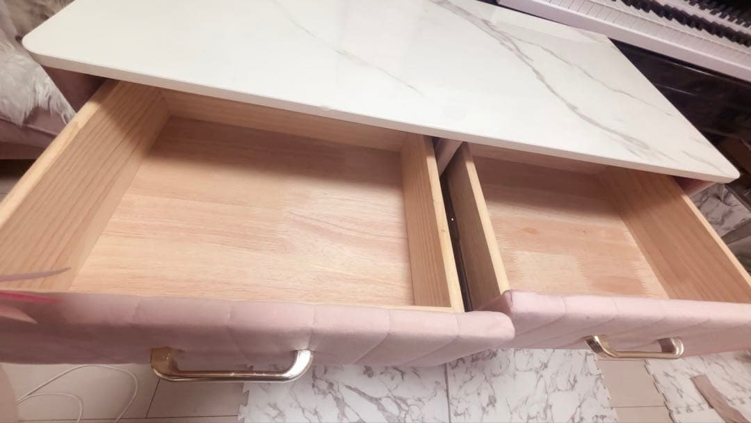 大理石 ピンク ドレッサー ＆チェスト セット